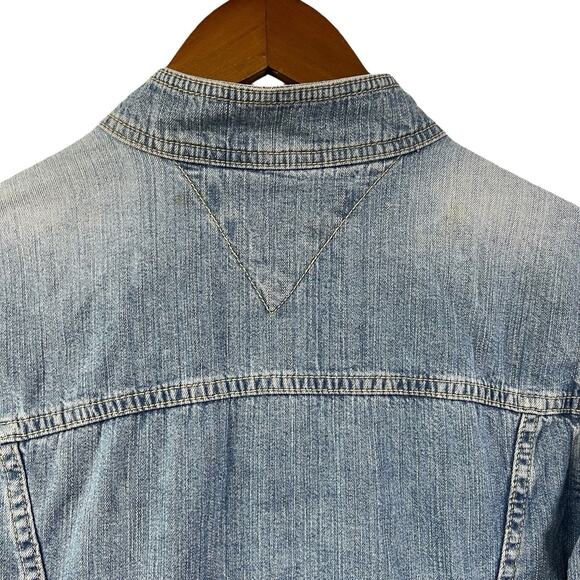 Tommy Hilfiger Light Weight Jean Jacket Denim Snap Close Trucker Y2K Medium - Picture 10 of 11